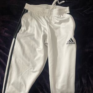 Adidas Kids White and Black Joggers
